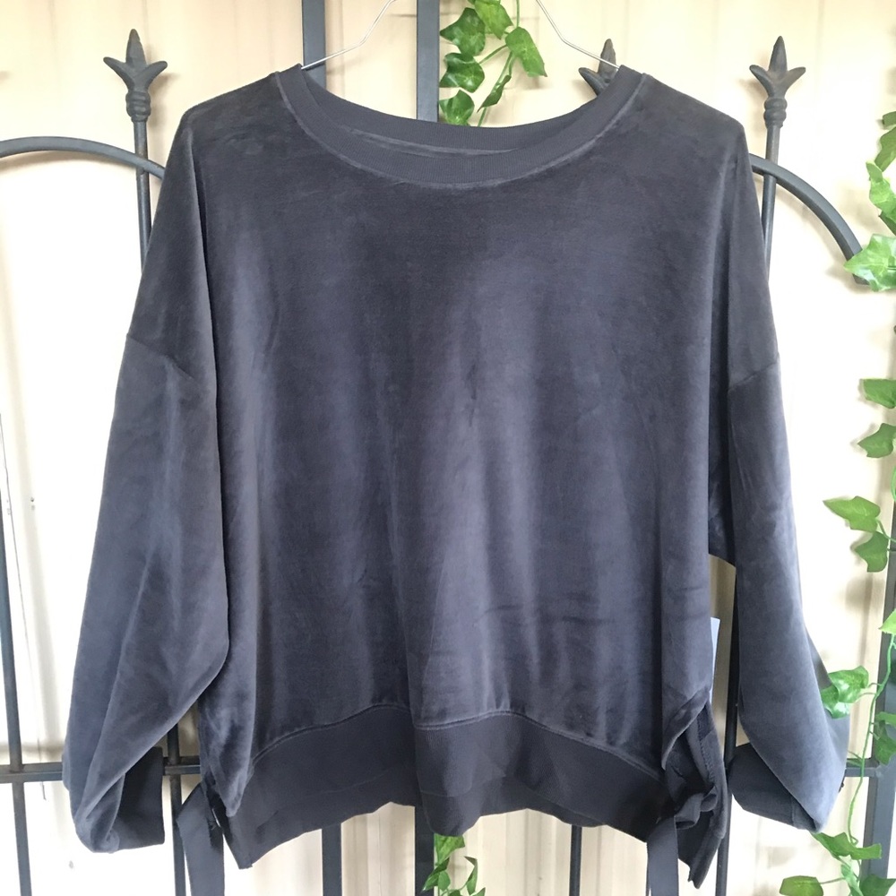 a.n.a Sweater XXL Gray Velour Crew Neck Crop New